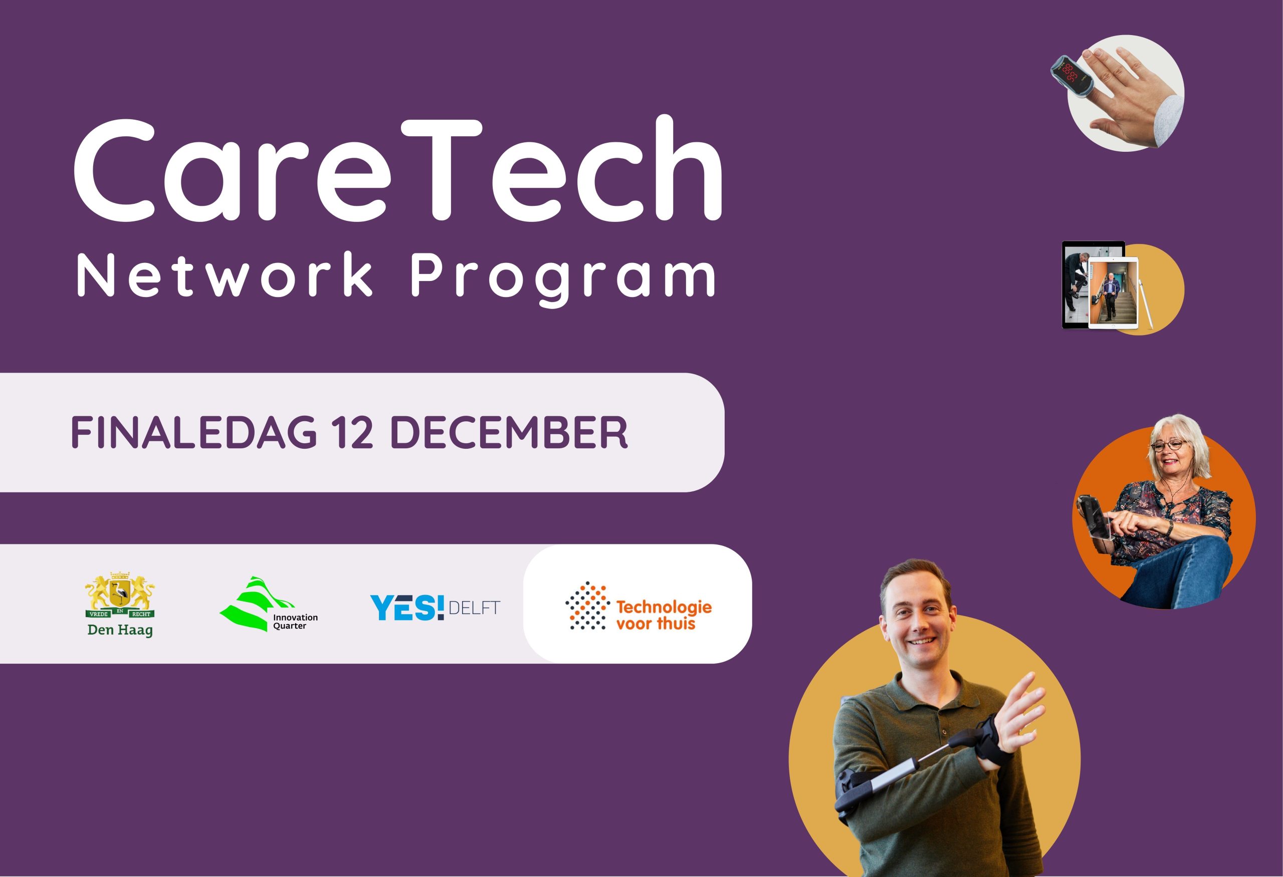 Poster met de tekst ‘CareTech Network Program’, producten en logo’s